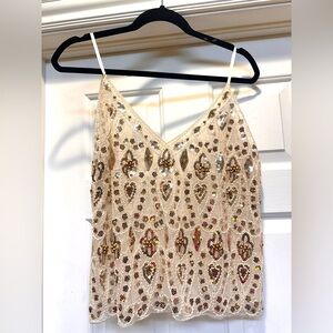 Dainty Whimsigoth Fairycore Coquette Sequined Beaded Sheer Dainty Cami